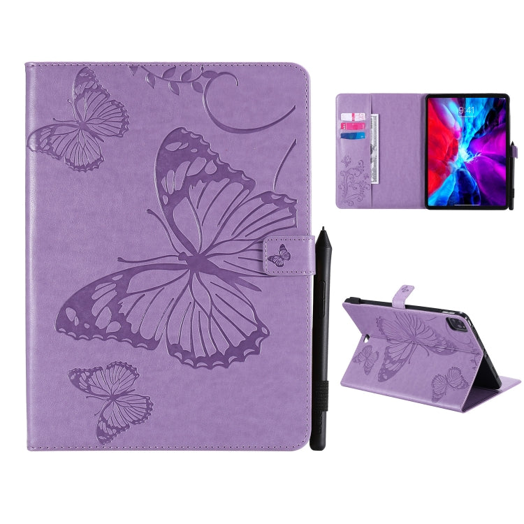 Pressed Printing Butterfly Pattern Horizontal Flip Leather Case with Holder & Card Slots & Wallet, For iPad Pro 12.9 (2020), For iPad Pro 11 (2020)
