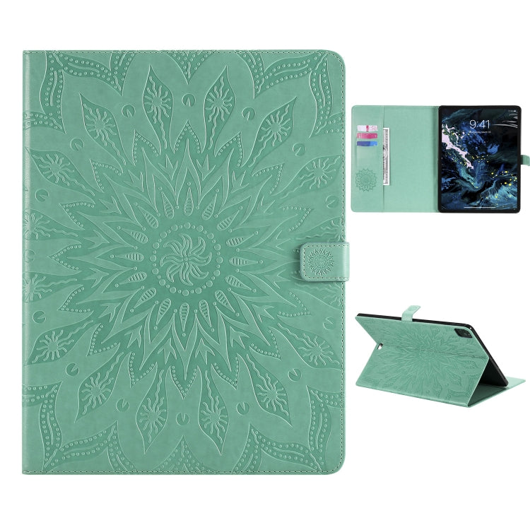 Pressed Printing Sunflower Pattern Horizontal Flip PU Leather Case with Holder & Card Slots & Wallet, For iPad Pro 12.9 (2020)  & Pro 12.9 (2018), For iPad Pro 11 (2020), For iPad Pro 12.9 (2020) & Pro 12.9 (2018)