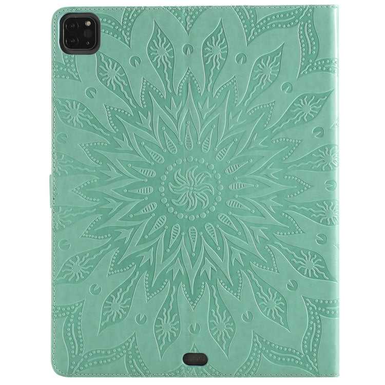 Pressed Printing Sunflower Pattern Horizontal Flip PU Leather Case with Holder & Card Slots & Wallet