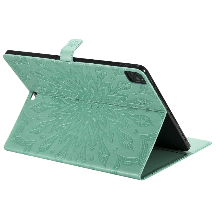 Pressed Printing Sunflower Pattern Horizontal Flip PU Leather Case with Holder & Card Slots & Wallet