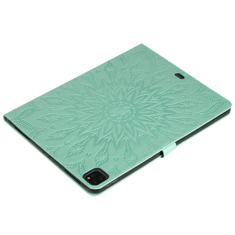 Pressed Printing Sunflower Pattern Horizontal Flip PU Leather Case with Holder & Card Slots & Wallet