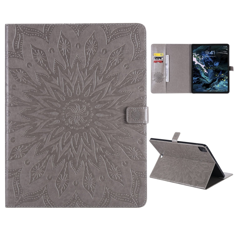 Pressed Printing Sunflower Pattern Horizontal Flip PU Leather Case with Holder & Card Slots & Wallet, For iPad Pro 12.9 (2020)  & Pro 12.9 (2018), For iPad Pro 11 (2020), For iPad Pro 12.9 (2020) & Pro 12.9 (2018)