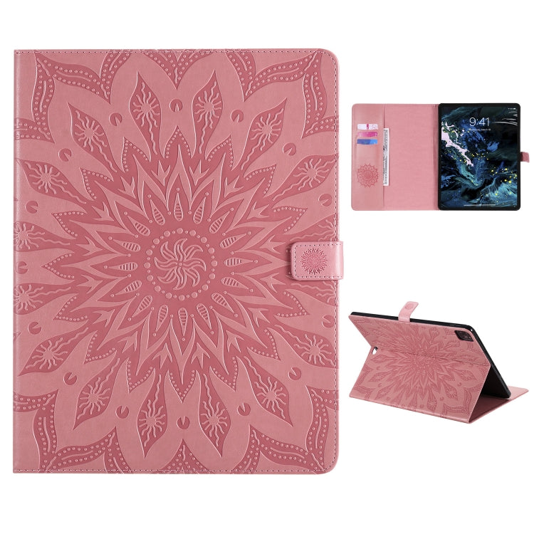 Pressed Printing Sunflower Pattern Horizontal Flip PU Leather Case with Holder & Card Slots & Wallet, For iPad Pro 12.9 (2020)  & Pro 12.9 (2018), For iPad Pro 11 (2020), For iPad Pro 12.9 (2020) & Pro 12.9 (2018)