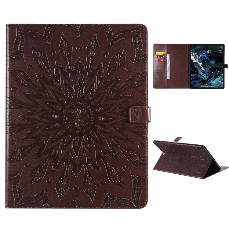 Pressed Printing Sunflower Pattern Horizontal Flip PU Leather Case with Holder & Card Slots & Wallet