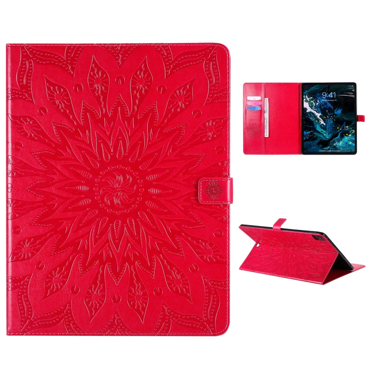Pressed Printing Sunflower Pattern Horizontal Flip PU Leather Case with Holder & Card Slots & Wallet, For iPad Pro 12.9 (2020)  & Pro 12.9 (2018), For iPad Pro 11 (2020), For iPad Pro 12.9 (2020) & Pro 12.9 (2018)