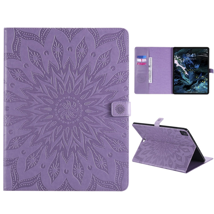 Pressed Printing Sunflower Pattern Horizontal Flip PU Leather Case with Holder & Card Slots & Wallet, For iPad Pro 12.9 (2020)  & Pro 12.9 (2018), For iPad Pro 11 (2020), For iPad Pro 12.9 (2020) & Pro 12.9 (2018)