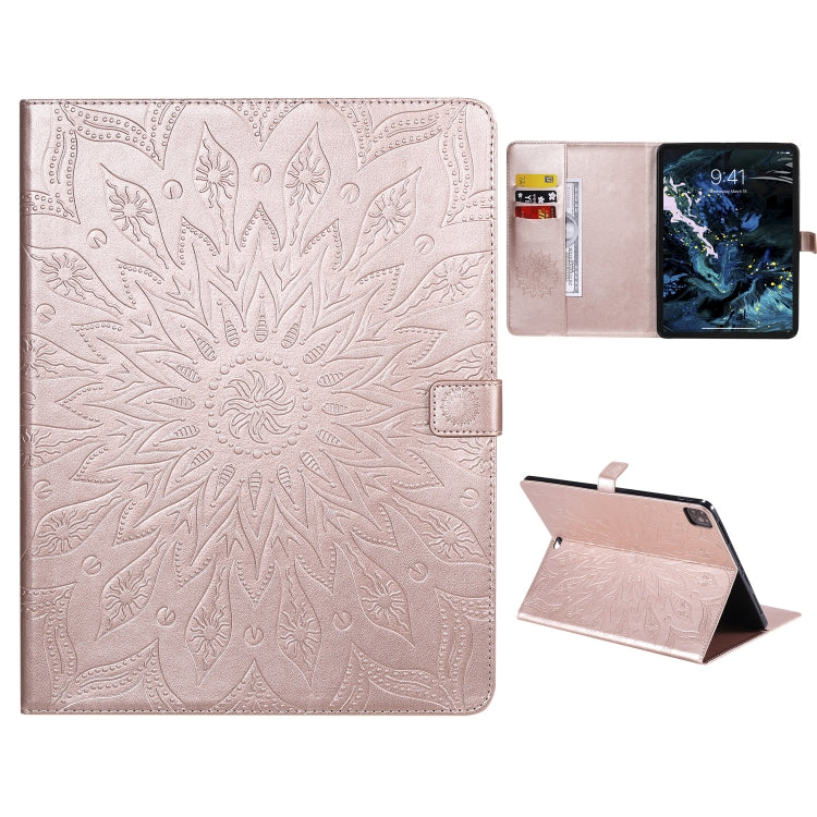 Pressed Printing Sunflower Pattern Horizontal Flip PU Leather Case with Holder & Card Slots & Wallet, For iPad Pro 12.9 (2020)  & Pro 12.9 (2018), For iPad Pro 11 (2020), For iPad Pro 12.9 (2020) & Pro 12.9 (2018)