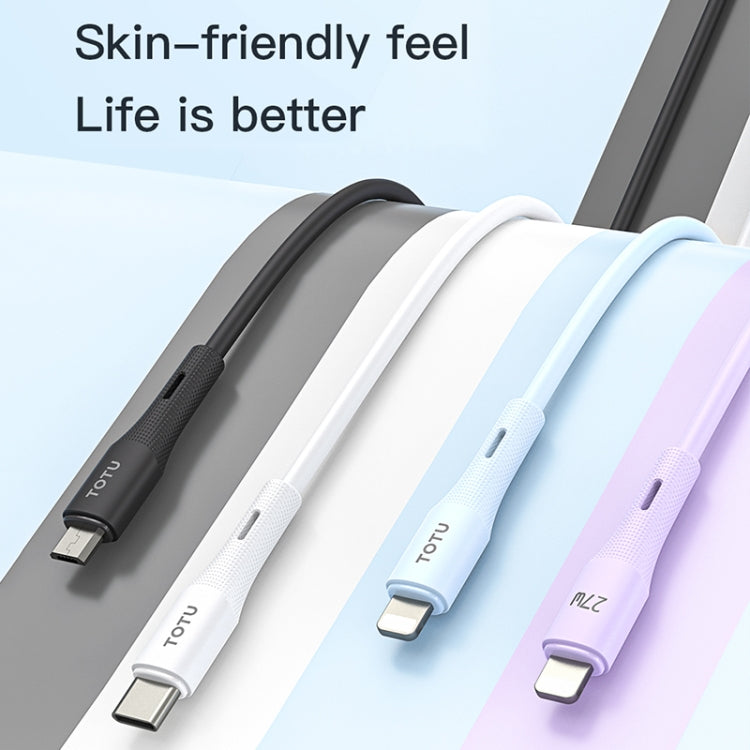 Câble de données et de charge rapide TOTU BPD-013 Skin Sense Series Type-C vers 8 broches en silicone, longueur : 2 m