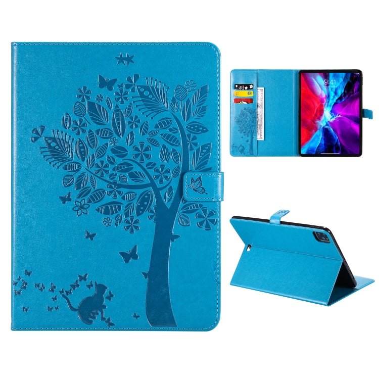 Pressed Printing Cat and Tree Pattern Horizontal Flip Leather Case with Holder & Card Slots & Wallet, For iPad Pro 12.9 (2020), For iPad Pro 11 (2020)