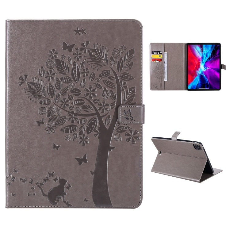Pressed Printing Cat and Tree Pattern Horizontal Flip Leather Case with Holder & Card Slots & Wallet, For iPad Pro 12.9 (2020), For iPad Pro 11 (2020)