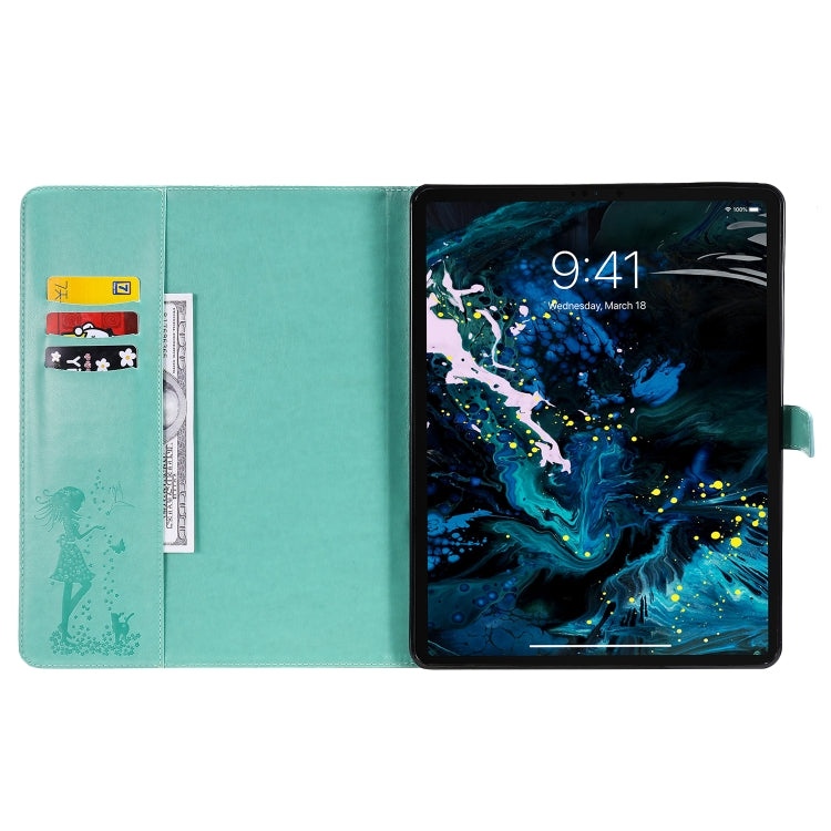 Pressed Printing Woman and Cat Pattern Horizontal Flip Leather Case with Holder & Card Slots & Wallet, For iPad Pro 12.9 (2020), For iPad Pro 11 (2020)