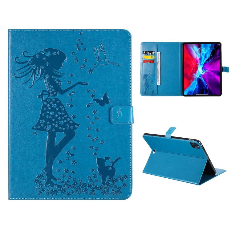 Pressed Printing Woman and Cat Pattern Horizontal Flip Leather Case with Holder & Card Slots & Wallet, For iPad Pro 12.9 (2020), For iPad Pro 11 (2020)