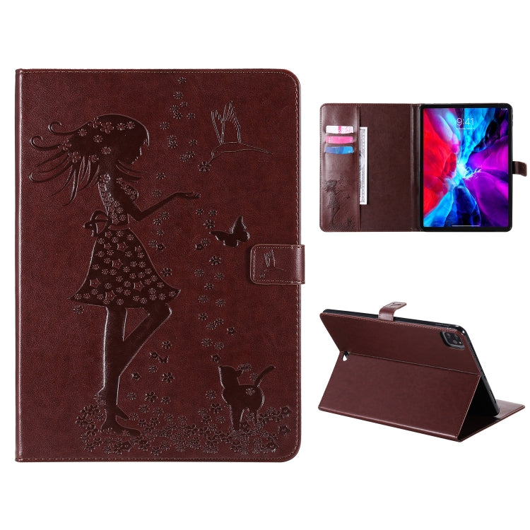 Pressed Printing Woman and Cat Pattern Horizontal Flip Leather Case with Holder & Card Slots & Wallet, For iPad Pro 12.9 (2020), For iPad Pro 11 (2020)