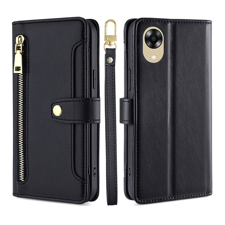 Sheep Texture Cross-body Zipper Wallet Leather Phone Case