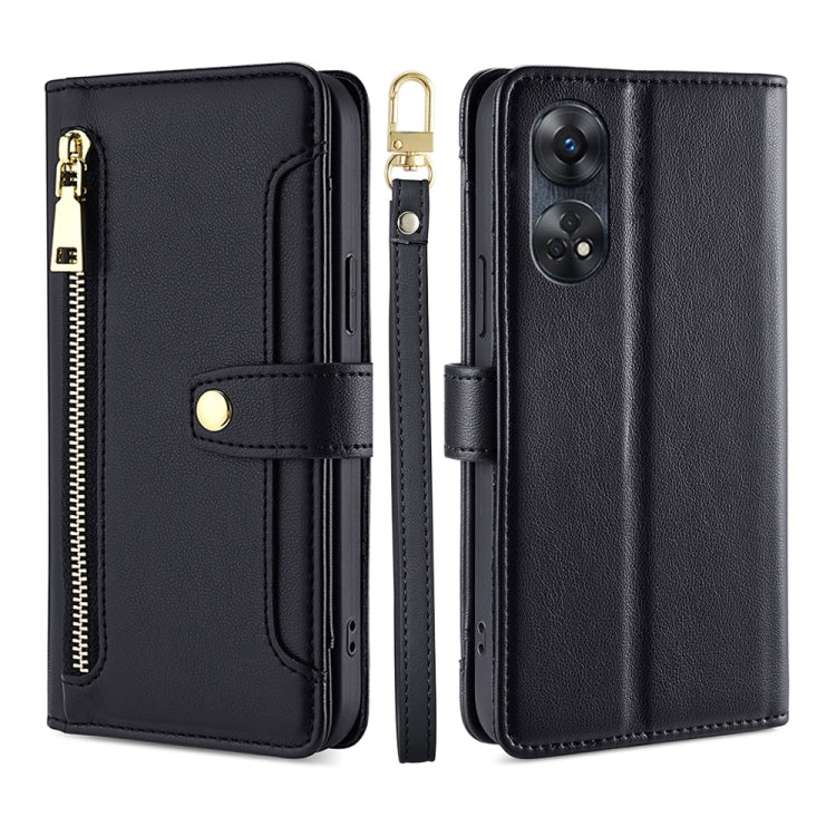Sheep Texture Cross-body Zipper Wallet Leather Phone Case