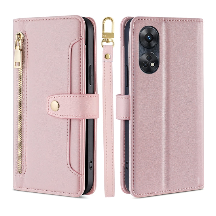 Sheep Texture Cross-body Zipper Wallet Leather Phone Case