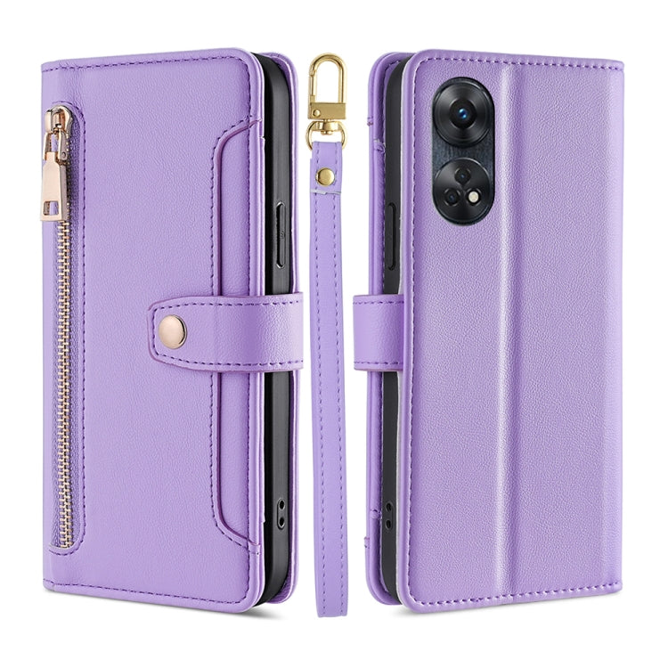 Sheep Texture Cross-body Zipper Wallet Leather Phone Case