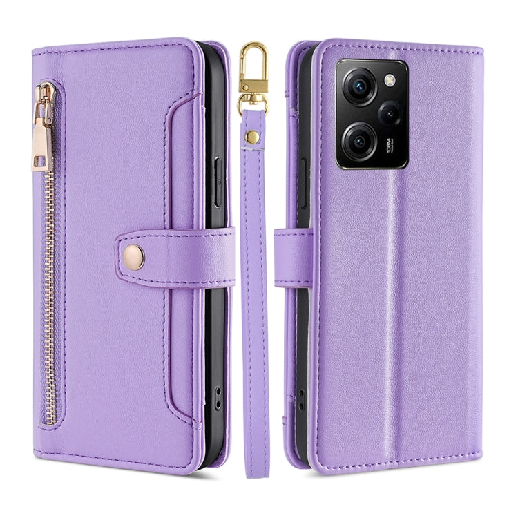 Sheep Texture Cross-body Zipper Wallet Leather Phone Case