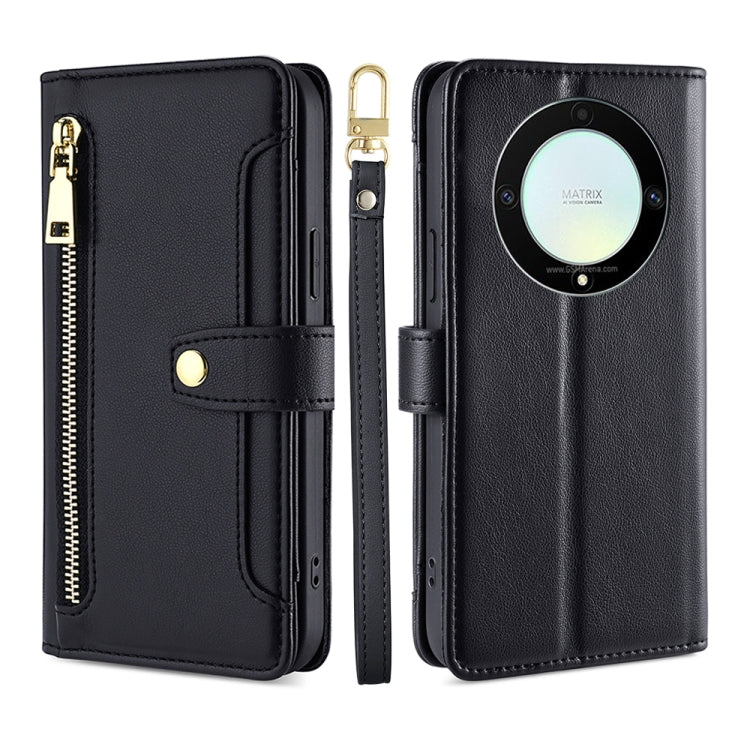 Sheep Texture Cross-body Zipper Wallet Leather Phone Case