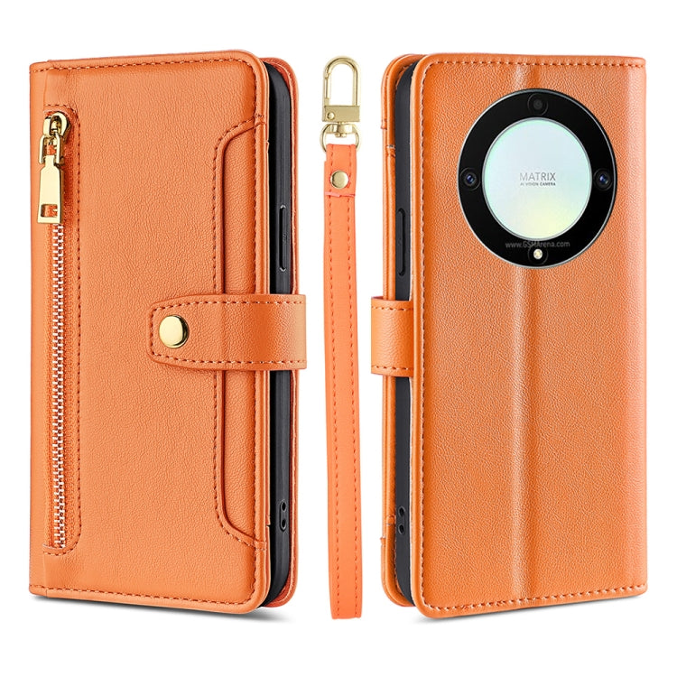 Sheep Texture Cross-body Zipper Wallet Leather Phone Case