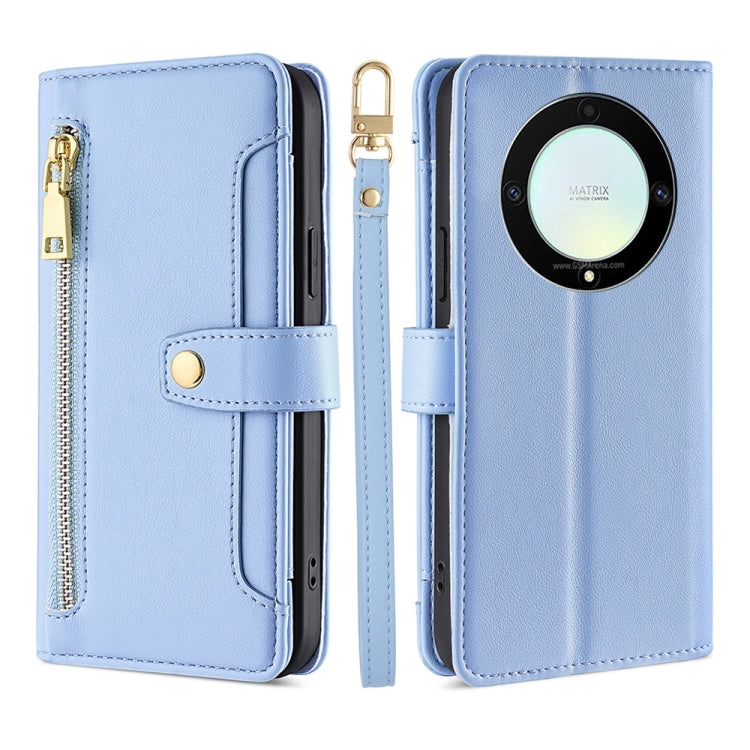 Sheep Texture Cross-body Zipper Wallet Leather Phone Case