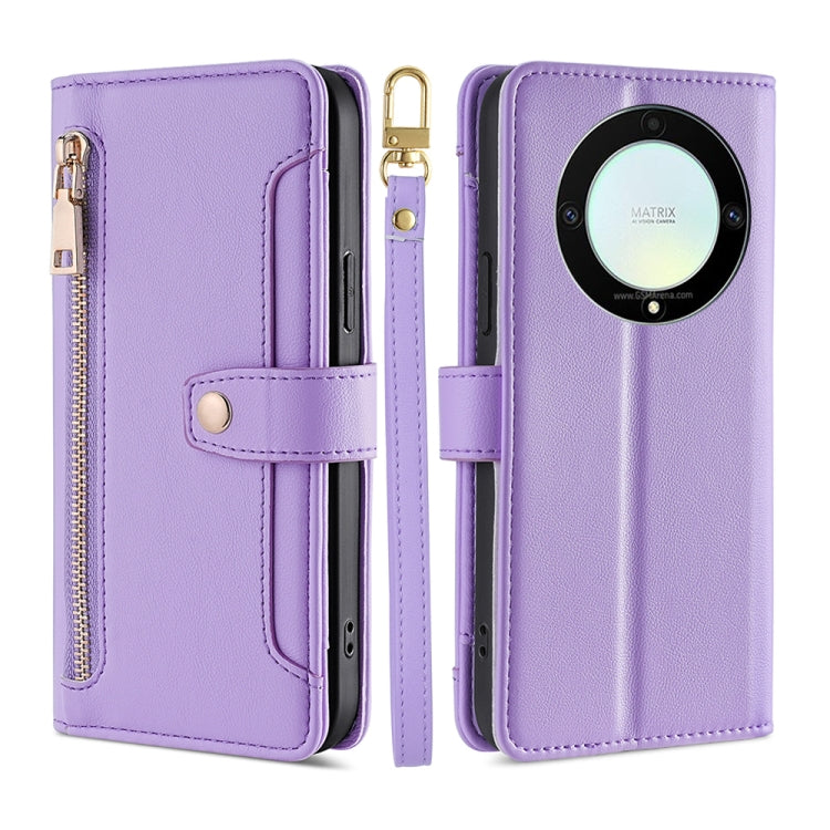 Sheep Texture Cross-body Zipper Wallet Leather Phone Case