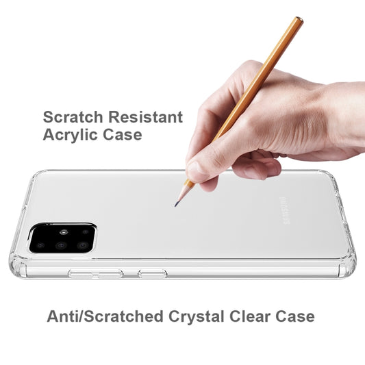 Crystal clear TPU Galaxy M10 phone case demonstrating durability flex test