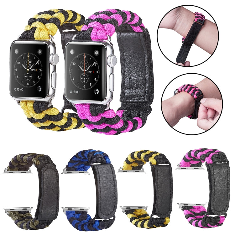Paracord Plain Weave Hook And Loop Fastener Nylon Watch Band, For Apple Watch Series 8&7 41mm / SE 2&6&SE&5&4 40mm, For Apple Watch Ultra 49mm / Series 8&7 45mm / SE 2&6&SE&5&4 44mm