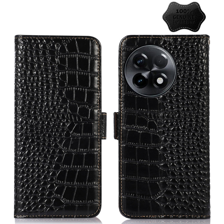 Crocodile Top Layer Cowhide Leather Phone Case, For OnePlus Ace 2 5G, For Xiaomi Redmi 12C / 11A