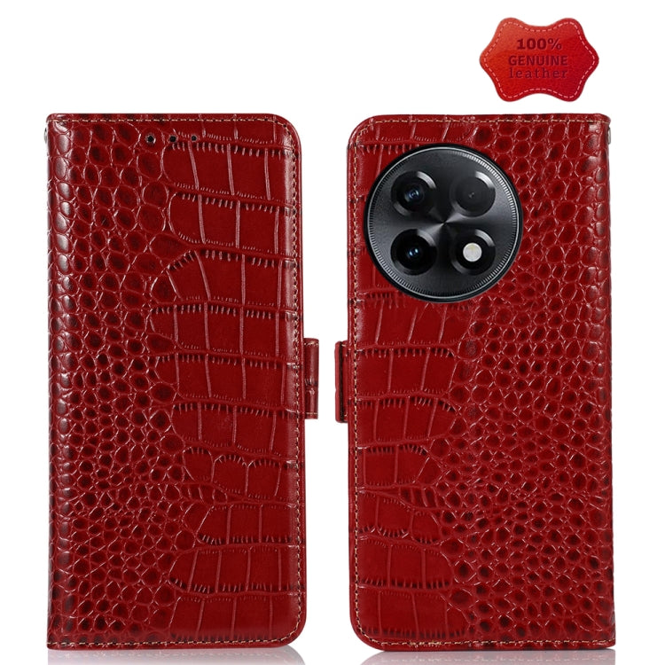 Crocodile Top Layer Cowhide Leather Phone Case, For OnePlus Ace 2 5G, For Xiaomi Redmi 12C / 11A