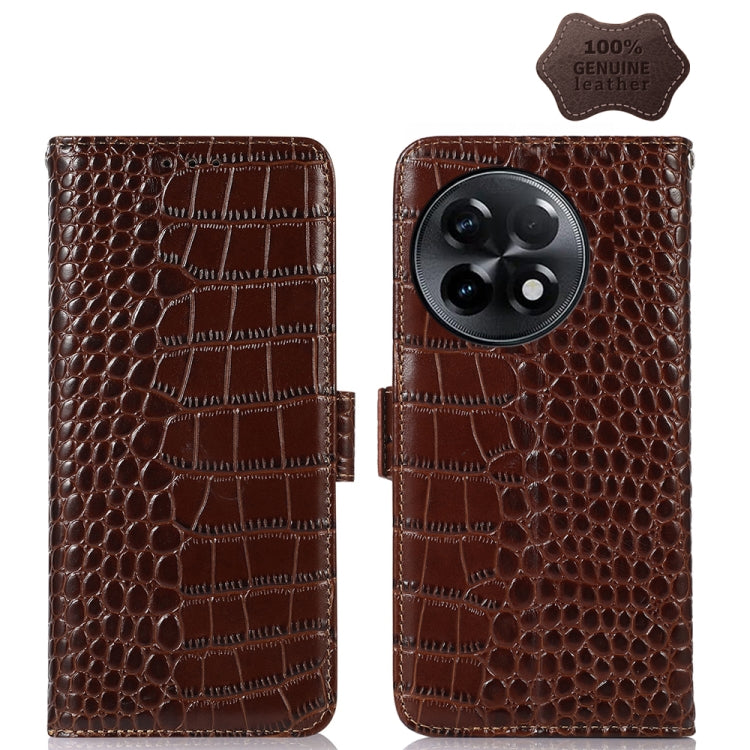 Crocodile Top Layer Cowhide Leather Phone Case, For OnePlus Ace 2 5G, For Xiaomi Redmi 12C / 11A