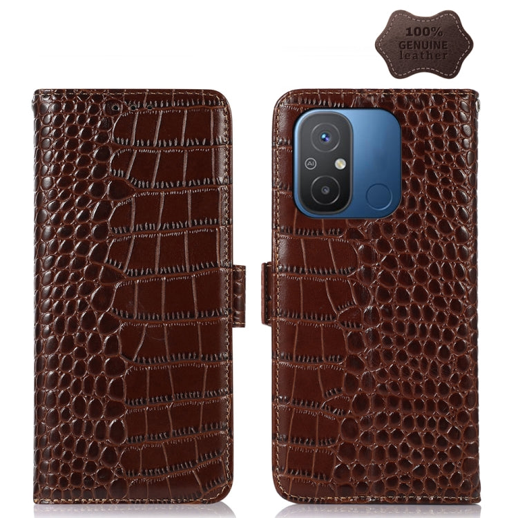 Crocodile Top Layer Cowhide Leather Phone Case, For OnePlus Ace 2 5G, For Xiaomi Redmi 12C / 11A