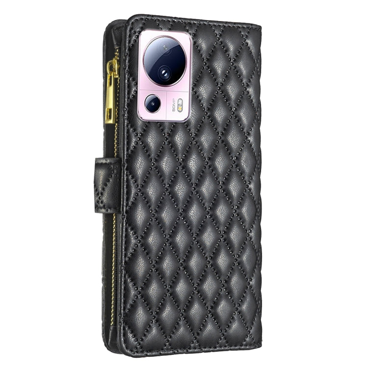 Diamond Lattice Zipper Wallet Leather Flip Phone Case, For Xiaomi 13 Lite / Civi 2