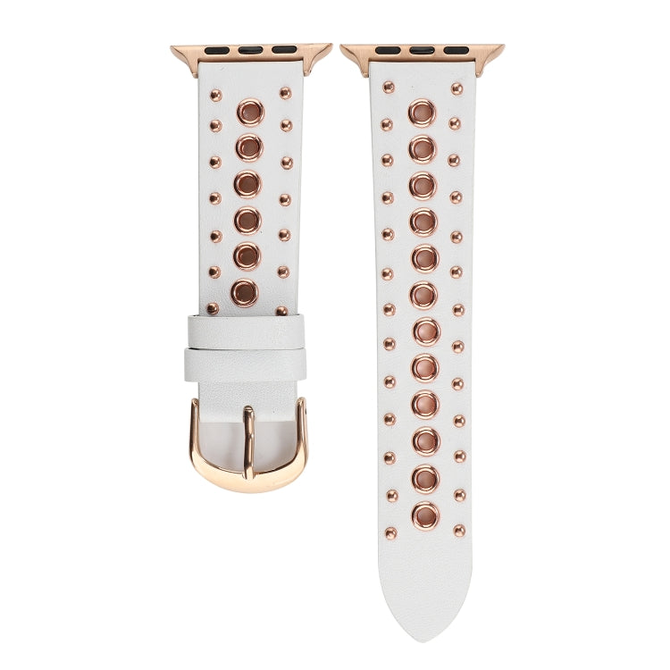 Punk Rivet Genuine Leather Watch Band, For Apple Watch Series 7 41mm / 6 & SE & 5 & 4 40mm, For Apple Watch Ultra 49mm / Series 8&7 45mm / SE 2&6&SE&5&4 44mm