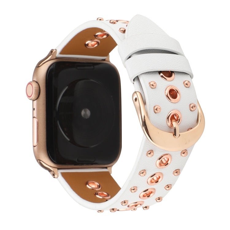 Punk Rivet Genuine Leather Watch Band, For Apple Watch Series 7 41mm / 6 & SE & 5 & 4 40mm, For Apple Watch Ultra 49mm / Series 8&7 45mm / SE 2&6&SE&5&4 44mm