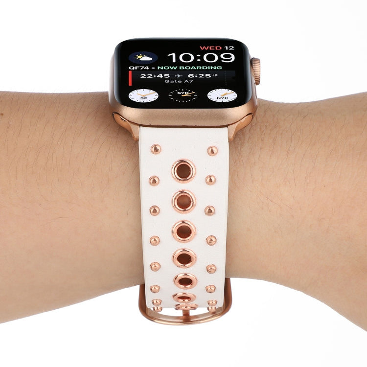 Punk Rivet Genuine Leather Watch Band, For Apple Watch Series 7 41mm / 6 & SE & 5 & 4 40mm, For Apple Watch Ultra 49mm / Series 8&7 45mm / SE 2&6&SE&5&4 44mm