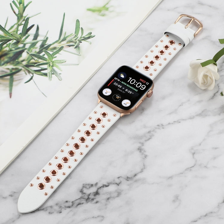 Punk Rivet Genuine Leather Watch Band, For Apple Watch Series 7 41mm / 6 & SE & 5 & 4 40mm, For Apple Watch Ultra 49mm / Series 8&7 45mm / SE 2&6&SE&5&4 44mm