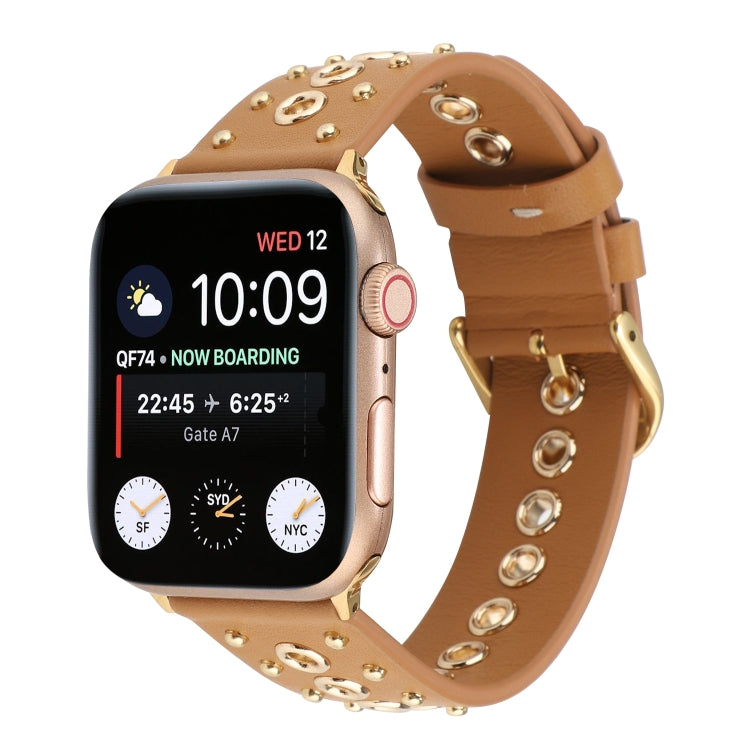 Punk Rivet Genuine Leather Watch Band, For Apple Watch Series 7 41mm / 6 & SE & 5 & 4 40mm, For Apple Watch Ultra 49mm / Series 8&7 45mm / SE 2&6&SE&5&4 44mm