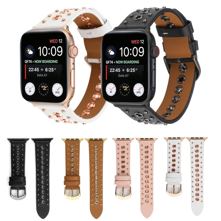 Punk Rivet Genuine Leather Watch Band, For Apple Watch Series 7 41mm / 6 & SE & 5 & 4 40mm, For Apple Watch Ultra 49mm / Series 8&7 45mm / SE 2&6&SE&5&4 44mm