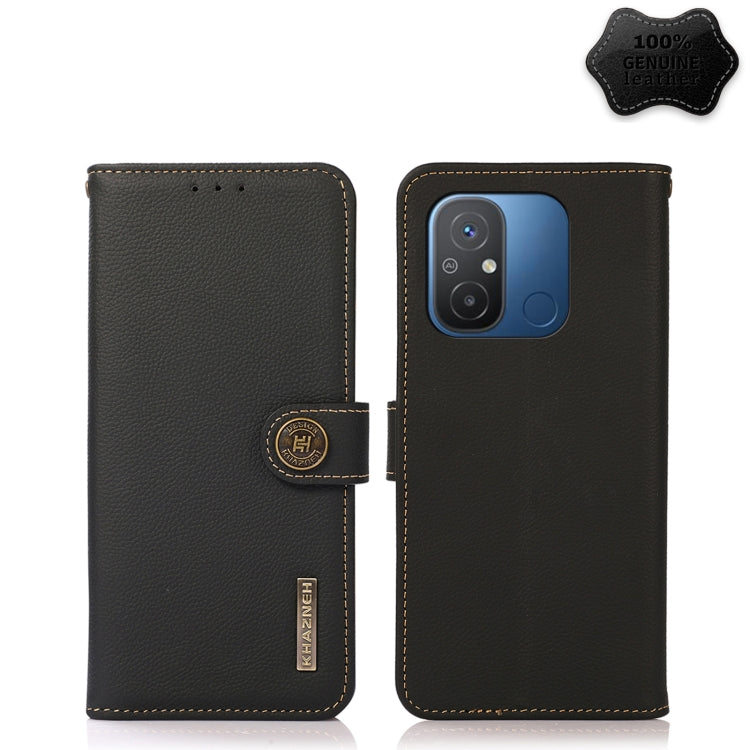 KHAZNEH Custer Texture RFID Genuine Leather Phone Case, For OnePlus Ace 2 5G, For Xiaomi Redmi 12C/Redmi 11A 4G