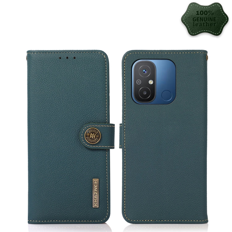 KHAZNEH Custer Texture RFID Genuine Leather Phone Case, For OnePlus Ace 2 5G, For Xiaomi Redmi 12C/Redmi 11A 4G