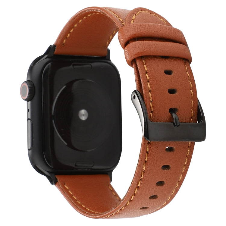 Cowhide Texture Leather Watchband, For Apple Watch Series 8&7 41mm / SE 2&6&SE&5&4 40mm / 3&2&1 38mm, For Apple Watch Series 7 45mm / 6 & SE & 5 & 4 44mm / 3 & 2 & 1 42mm, For Apple Watch Series 7 41mm / 6 & SE & 5 & 4 40mm / 3 & 2 & 1 38mm            ...