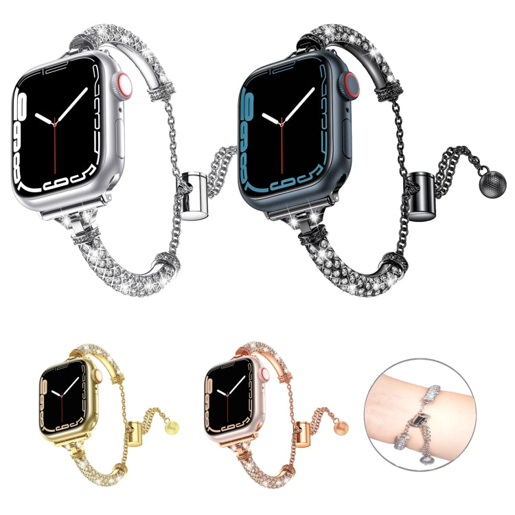 Full Diamond Metal Bracelet Watch Band, For Apple Watch Series 8&7 45mm / SE 2&6&SE&5&4 44mm, For Apple Watch Series 8&7 41mm / SE 2&6&SE&5&4 40mm