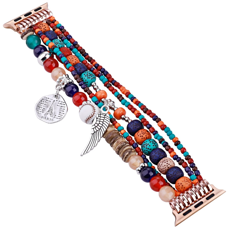 Beaded Posey Wings Bracelet Watch Band, For Apple Watch Series 8&7 45mm / SE 2&6&SE&5&4 44mm, For Apple Watch Series 8&7 41mm / SE 2&6&SE&5&4 40mm