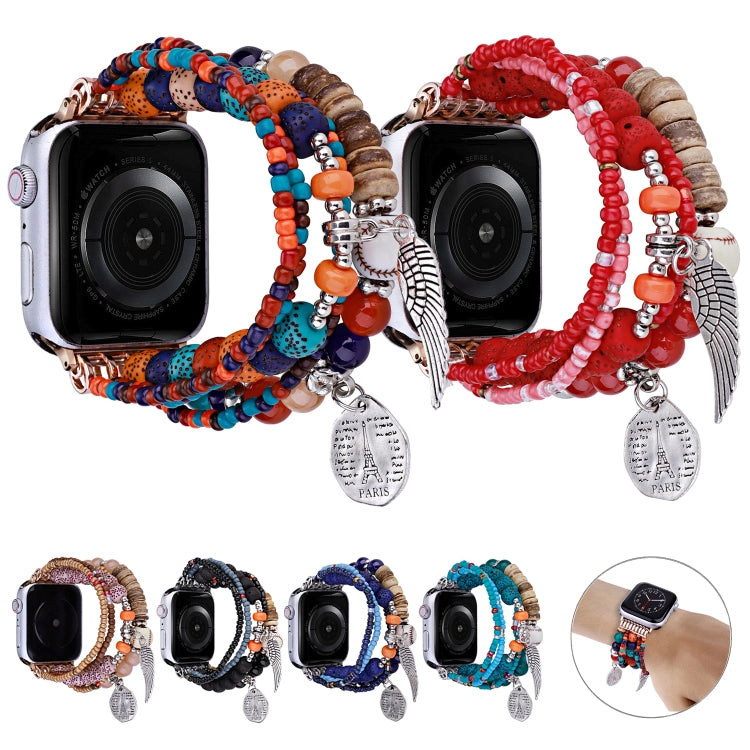 Beaded Posey Wings Bracelet Watch Band, For Apple Watch Series 8&7 45mm / SE 2&6&SE&5&4 44mm, For Apple Watch Series 8&7 41mm / SE 2&6&SE&5&4 40mm