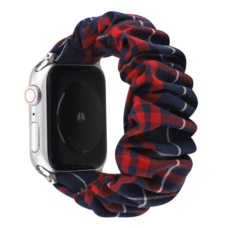 Plaid Flower Pattern Cloth Hair Ring Watchband, For Apple Watch Ultra 49mm / Series 8&7 45mm / SE 2&6&SE&5&4 44mm / 3&2&1 42mm, For Apple Watch Series 8&7 41mm / SE 2&6&SE&5&4 40mm / 3&2&1 38mm�����������������������������������������������������������...