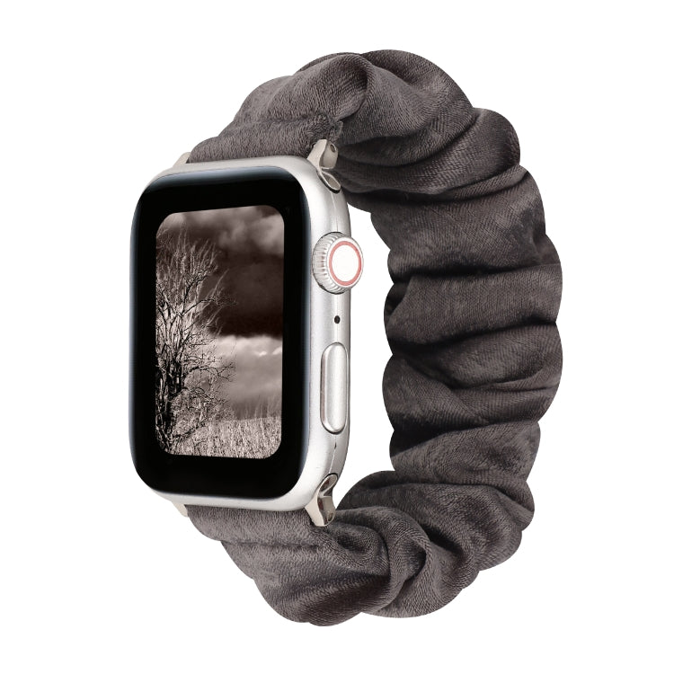 Cloth + Stainless Steel Hair Ring Watchband, For Apple Watch Series 7 41mm / 6 & SE & 5 & 4 40mm / 3 & 2 & 1 38mm, For Apple Watch Series 7 45mm / 6 & SE & 5 & 4 44mm / 3 & 2 & 1 42mm, For Apple Watch Series 8&7 41mm / SE 2&6&SE&5&4 40mm / 3&2&1 38mm  ...