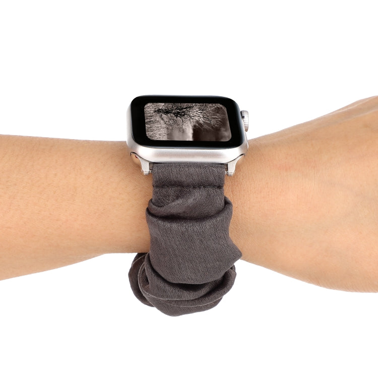 Cloth + Stainless Steel Hair Ring Watchband, For Apple Watch Series 7 41mm / 6 & SE & 5 & 4 40mm / 3 & 2 & 1 38mm, For Apple Watch Series 7 45mm / 6 & SE & 5 & 4 44mm / 3 & 2 & 1 42mm, For Apple Watch Series 8&7 41mm / SE 2&6&SE&5&4 40mm / 3&2&1 38mm��...