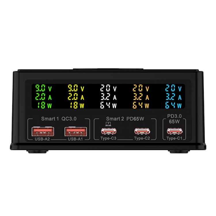 868H 6 in 1 160W 3 PD Type-C + 2 QC3.0 USB Ports Multi Ports Charger, 868H