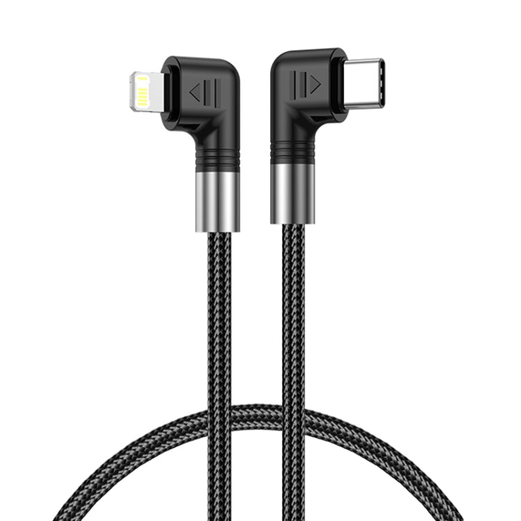 A9 30W USB-C/Type-C to 8 Pin Double Elbow Data Cable, 0.5m, 1m, 2m, 3m